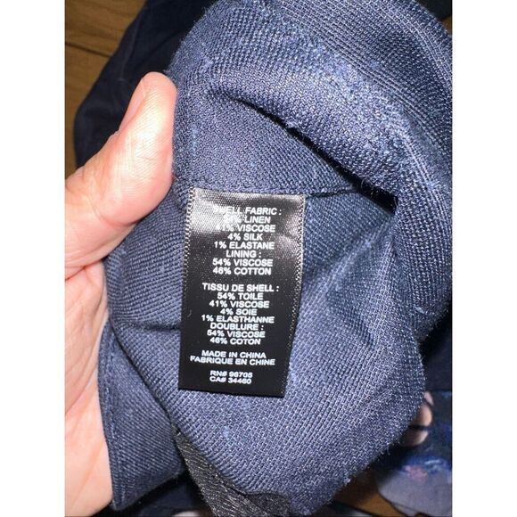 Rebecca Taylor Navy wide leg side button linen blend trouser 12 - Picture 12 of 12